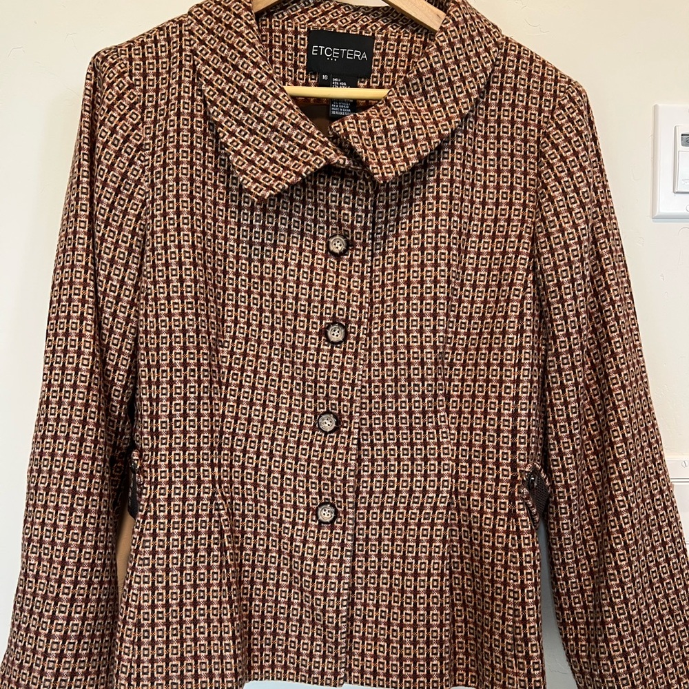 Etcetera Patterned Blazer with brown mesh belt
